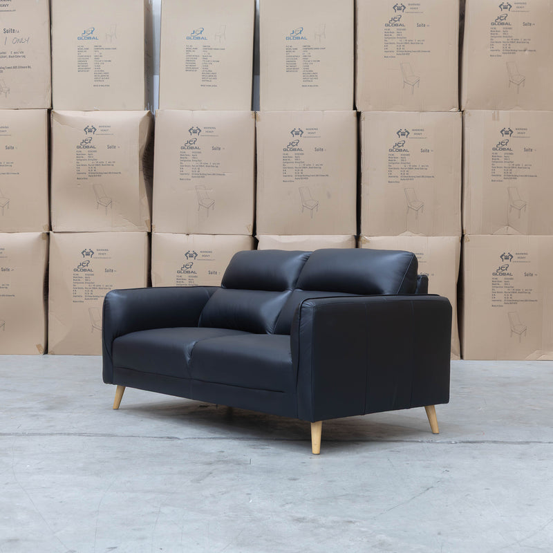 The Alyssa Two Seat Leather Sofa - Black available to purchase from Warehouse Furniture Clearance at our next sale event.