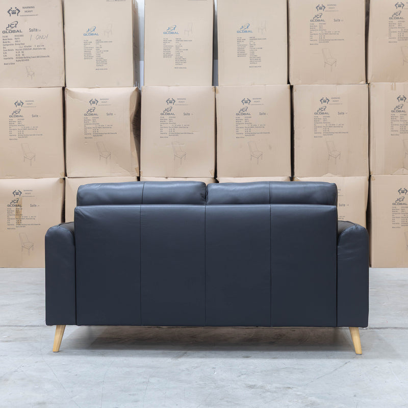 The Alyssa Two Seat Leather Sofa - Black available to purchase from Warehouse Furniture Clearance at our next sale event.