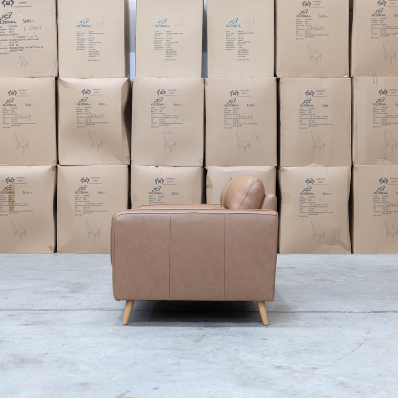 The Alyssa Two Seat Leather Sofa - Tan available to purchase from Warehouse Furniture Clearance at our next sale event.
