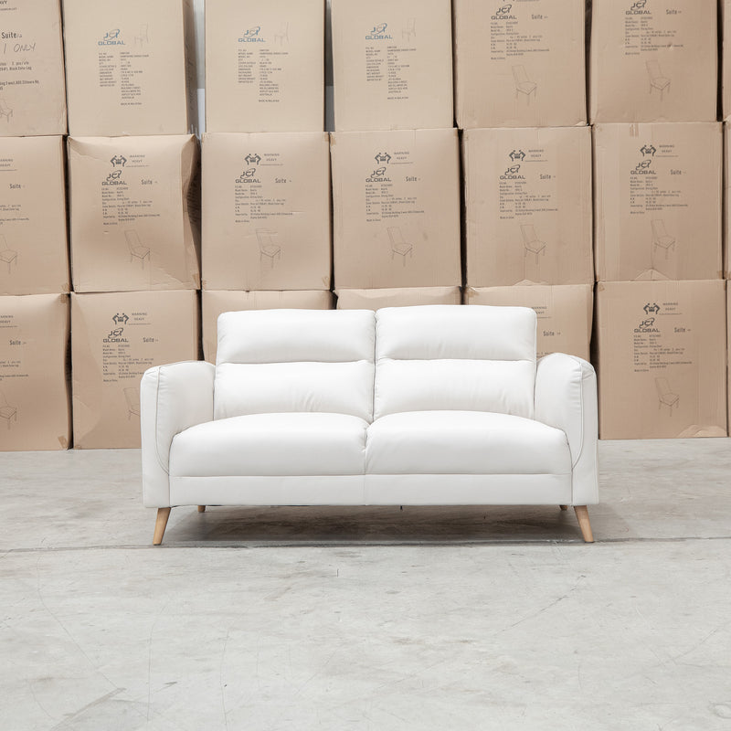 The Alyssa Two Seat Leather Sofa - White available to purchase from Warehouse Furniture Clearance at our next sale event.