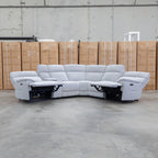 The Ambrose Modular Corner Lounge with Dual Electric Recliners - Cloud available to purchase from Warehouse Furniture Clearance at our next sale event.
