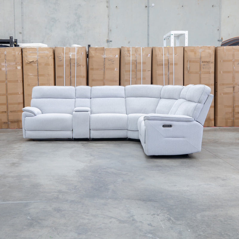 The Ambrose Modular Corner Lounge with Dual Electric Recliners - Cloud