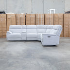 The Ambrose Modular Corner Lounge with Dual Electric Recliners - Cloud available to purchase from Warehouse Furniture Clearance at our next sale event.