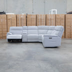 The Ambrose Modular Corner Lounge with Dual Electric Recliners - Cloud available to purchase from Warehouse Furniture Clearance at our next sale event.