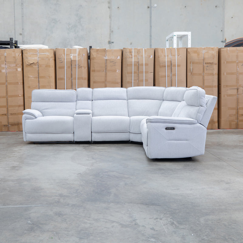 The Ambrose Modular Corner Lounge with Dual Electric Recliners - Cloud