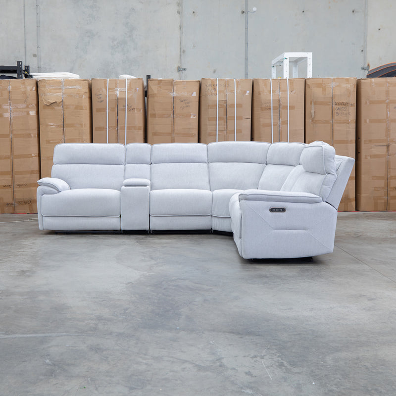 Ambrose Modular Corner Lounge with Dual Electric Recliners - Cloud