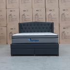 The Amelia Double Fabric Storage Bed - Charcoal available to purchase from Warehouse Furniture Clearance at our next sale event.