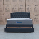 The Amelia Double Fabric Storage Bed - Charcoal available to purchase from Warehouse Furniture Clearance at our next sale event.