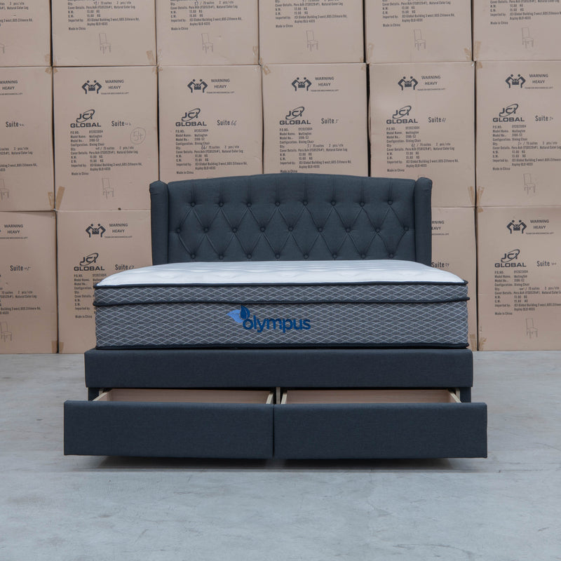 The Amelia Double Fabric Storage Bed - Charcoal