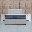 The Amelia Double Fabric Storage Bed - Oat White available to purchase from Warehouse Furniture Clearance at our next sale event.