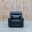 The Anchorage Triple Motor Electric Single Recliner - Black Leather available to purchase from Warehouse Furniture Clearance at our next sale event.