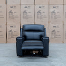 The Anchorage Triple Motor Electric Single Recliner - Black Leather available to purchase from Warehouse Furniture Clearance at our next sale event.