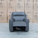 The Anchorage Triple Motor Electric Single Recliner - Storm Leather available to purchase from Warehouse Furniture Clearance at our next sale event.