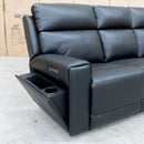 The Anchorage Three Seater Triple Motor Chaise Recliner Lounge - Black Leather available to purchase from Warehouse Furniture Clearance at our next sale event.