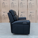 The Anchorage Three Seat Triple Motor Electric Recliner Lounge - Black Leather available to purchase from Warehouse Furniture Clearance at our next sale event.