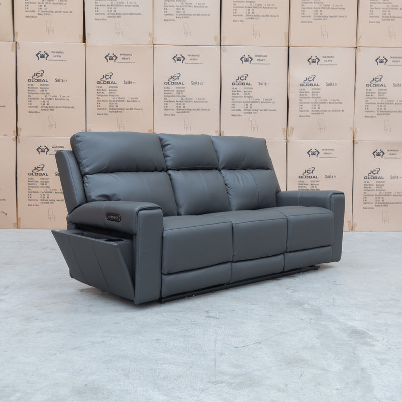 The Anchorage Three Seat Triple Motor Electric Recliner Lounge - Storm Leather available to purchase from Warehouse Furniture Clearance at our next sale event.