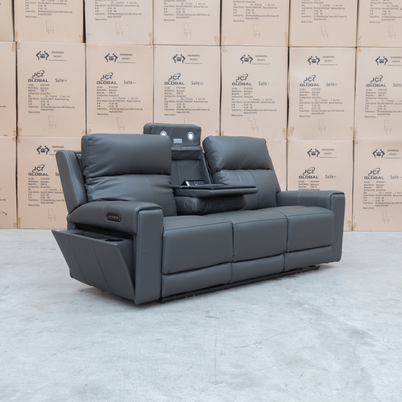 The Anchorage Three Seater Triple Motor Electric Recliner Lounge - Storm Leather available to purchase from Warehouse Furniture Clearance at our next sale event.