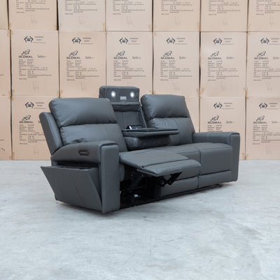 The Anchorage Three Seat Triple Motor Electric Recliner Lounge - Storm Leather available to purchase from Warehouse Furniture Clearance at our next sale event.