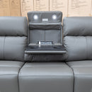 The Anchorage Three Seater Triple Motor Chaise Recliner Lounge - Storm Leather available to purchase from Warehouse Furniture Clearance at our next sale event.