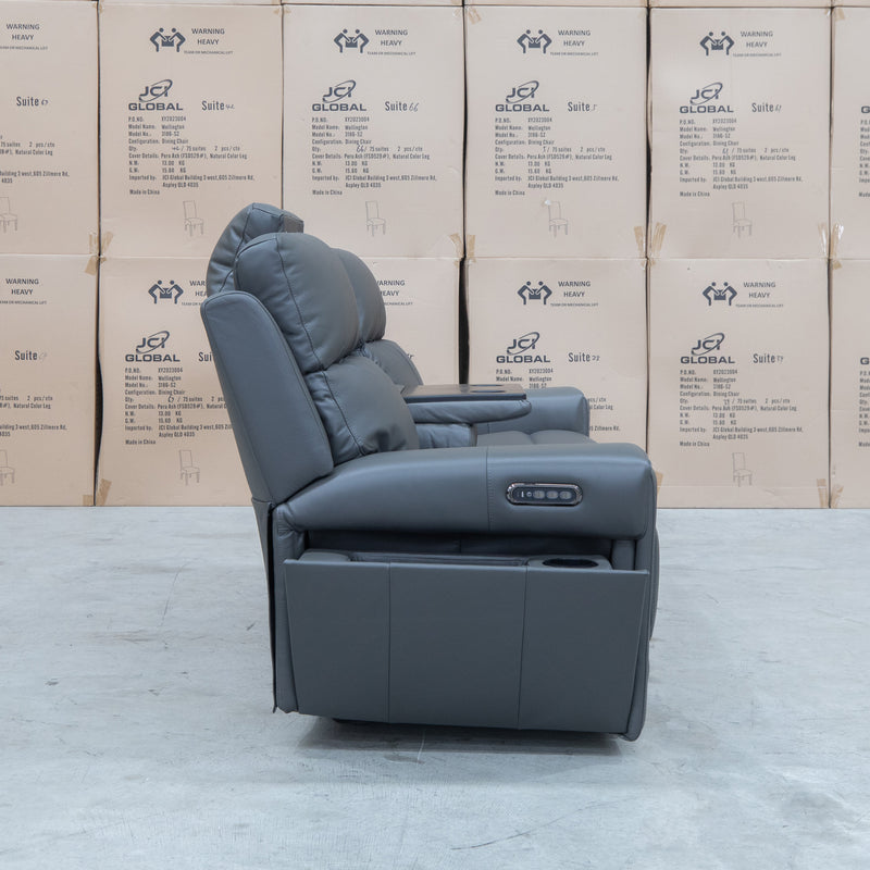 The Anchorage Three Seat Triple Motor Electric Recliner Lounge - Storm Leather available to purchase from Warehouse Furniture Clearance at our next sale event.