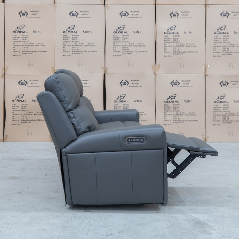 The Anchorage Three Seat Triple Motor Electric Recliner Lounge - Storm Leather available to purchase from Warehouse Furniture Clearance at our next sale event.