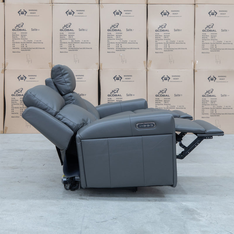 The Anchorage Three Seat Triple Motor Electric Recliner Lounge - Storm Leather available to purchase from Warehouse Furniture Clearance at our next sale event.
