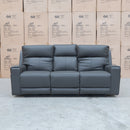The Anchorage Three Seat Triple Motor Electric Recliner Lounge - Storm Leather available to purchase from Warehouse Furniture Clearance at our next sale event.