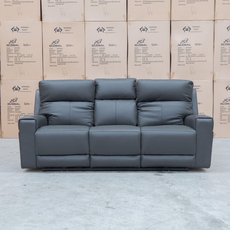 The Anchorage Three Seater Triple Motor Electric Recliner Lounge - Storm Leather available to purchase from Warehouse Furniture Clearance at our next sale event.