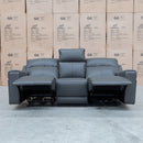 The Anchorage Three Seater Triple Motor Electric Recliner Lounge - Storm Leather available to purchase from Warehouse Furniture Clearance at our next sale event.