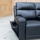 The Anchorage Two Seat Triple Motor Recliner Theatre - Black Leather available to purchase from Warehouse Furniture Clearance at our next sale event.