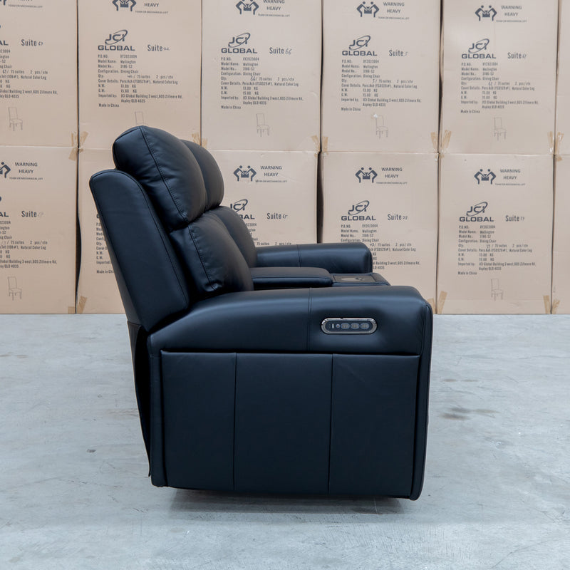 The Anchorage Two Seat Triple Motor Recliner Theatre - Black Leather available to purchase from Warehouse Furniture Clearance at our next sale event.