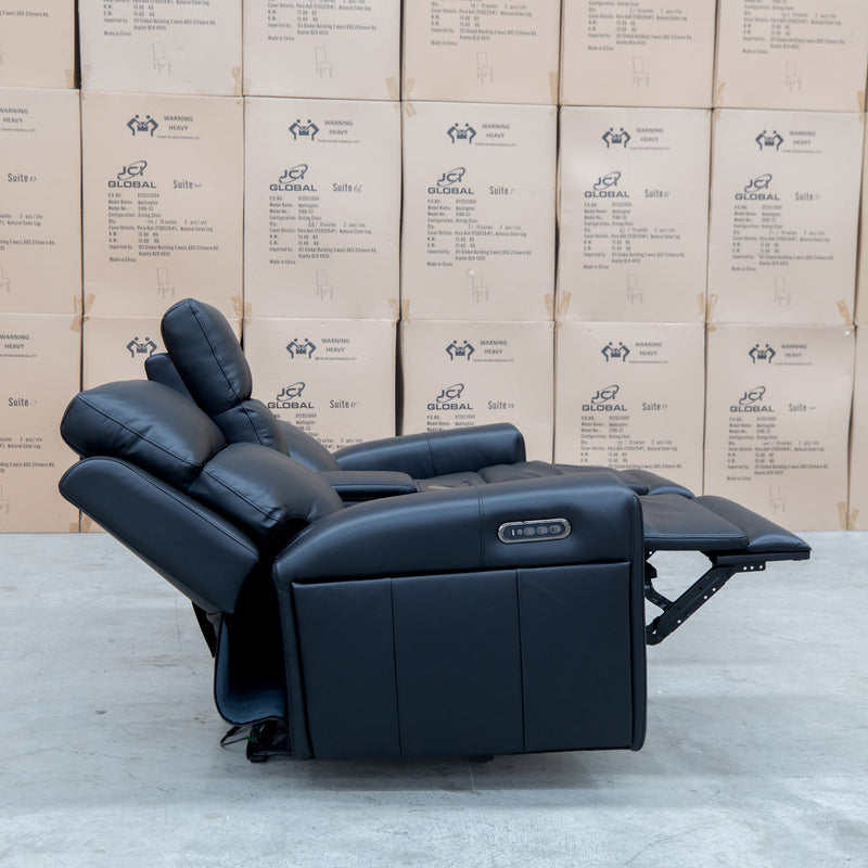 The Anchorage Two Seat Triple Motor Recliner Theatre - Black Leather available to purchase from Warehouse Furniture Clearance at our next sale event.