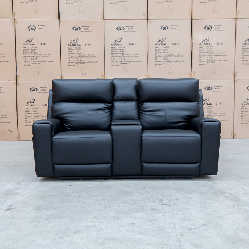 The Anchorage Two Seat Triple Motor Recliner Theatre - Black Leather available to purchase from Warehouse Furniture Clearance at our next sale event.