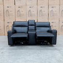 The Anchorage Two Seat Triple Motor Recliner Theatre - Black Leather available to purchase from Warehouse Furniture Clearance at our next sale event.