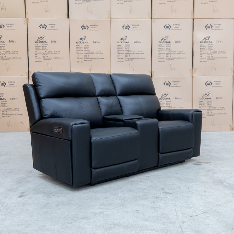 The Anchorage Two Seat Triple Motor Recliner Theatre - Black Leather available to purchase from Warehouse Furniture Clearance at our next sale event.