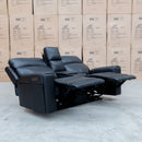 The Anchorage Two Seat Triple Motor Recliner Theatre - Black Leather available to purchase from Warehouse Furniture Clearance at our next sale event.