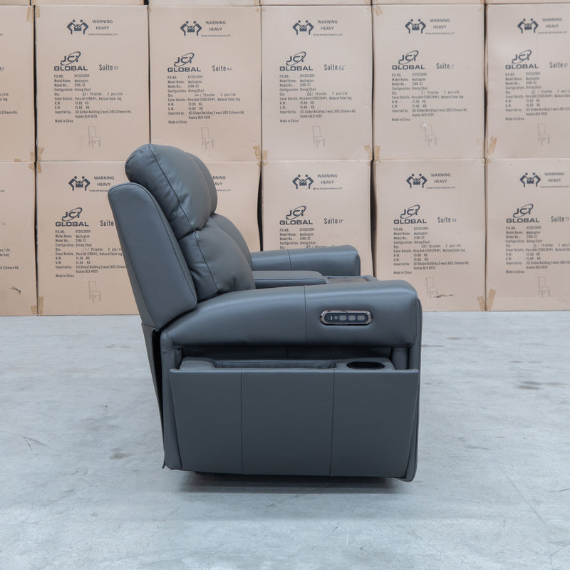 The Anchorage Two Seat Triple Motor Recliner Theatre - Storm Leather available to purchase from Warehouse Furniture Clearance at our next sale event.