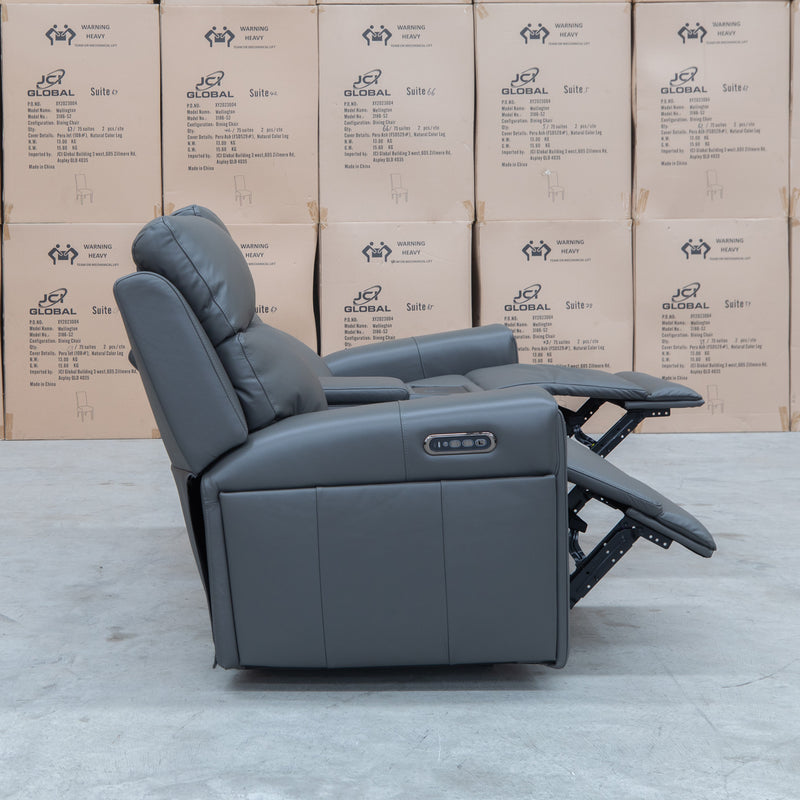 The Anchorage Two Seat Triple Motor Recliner Theatre - Storm Leather available to purchase from Warehouse Furniture Clearance at our next sale event.