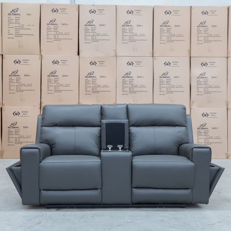 The Anchorage Two Seat Triple Motor Recliner Theatre - Storm Leather available to purchase from Warehouse Furniture Clearance at our next sale event.