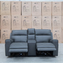 The Anchorage Two Seat Triple Motor Recliner Theatre - Storm Leather available to purchase from Warehouse Furniture Clearance at our next sale event.