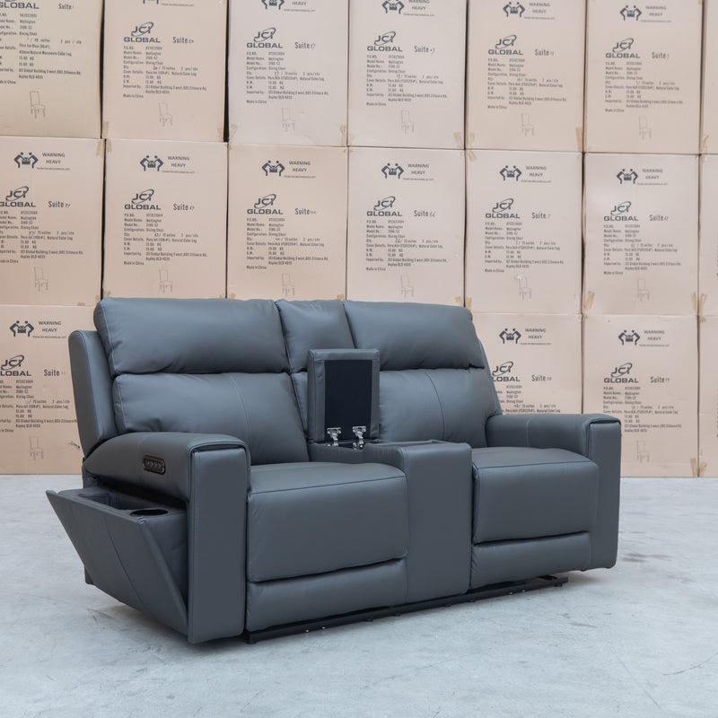 The Anchorage Two Seat Triple Motor Recliner Theatre - Storm Leather available to purchase from Warehouse Furniture Clearance at our next sale event.