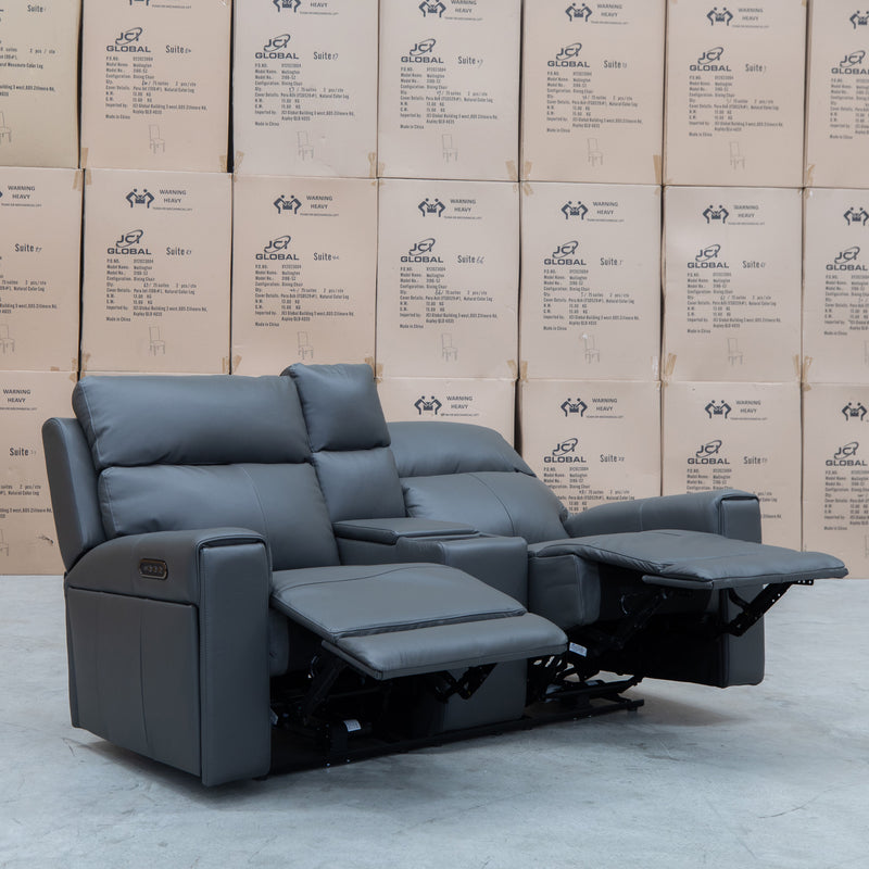 The Anchorage Two Seat Triple Motor Recliner Theatre - Storm Leather available to purchase from Warehouse Furniture Clearance at our next sale event.