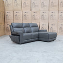 The Anchorage Three Seater Triple Motor Chaise Recliner Lounge - Storm Leather available to purchase from Warehouse Furniture Clearance at our next sale event.