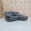 The Anchorage Three Seater Triple Motor Chaise Recliner Lounge - Storm Leather available to purchase from Warehouse Furniture Clearance at our next sale event.