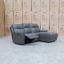 The Anchorage Three Seater Triple Motor Chaise Recliner Lounge - Storm Leather available to purchase from Warehouse Furniture Clearance at our next sale event.