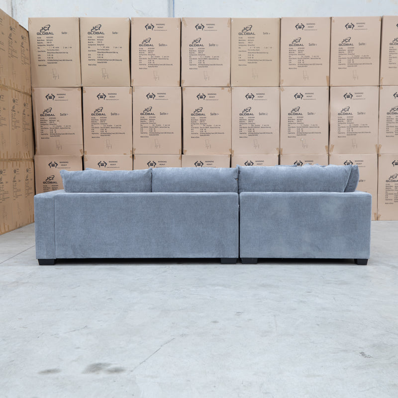 The Ashland Deep Seated Feather & Foam Corner Lounge with Ottoman - Frost available to purchase from Warehouse Furniture Clearance at our next sale event.