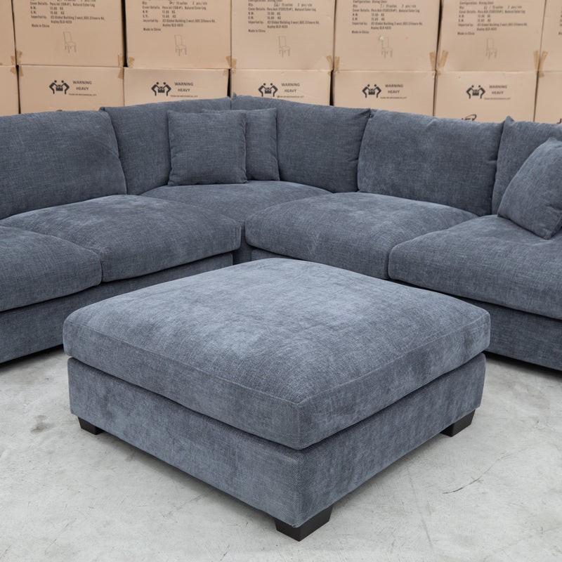 The Ashland Deep Seated Feather & Foam Corner Lounge with Ottoman - Licorice available to purchase from Warehouse Furniture Clearance at our next sale event.