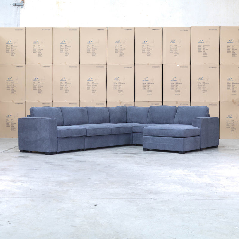 Ashton Modular Corner Chaise Lounge with Sofa Bed - Licorice