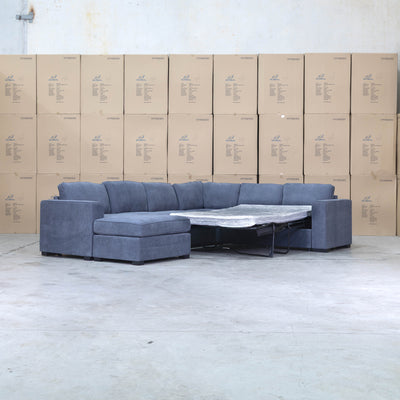 Ashton Modular Corner Chaise Lounge with Sofa Bed - Licorice