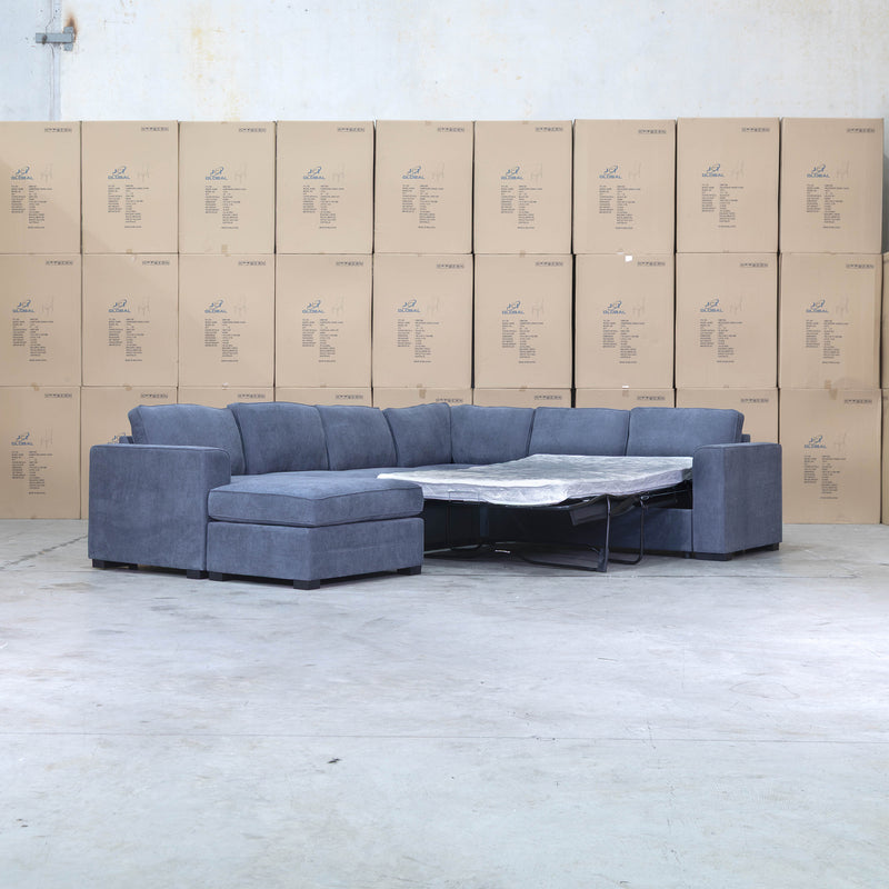 Ashton Modular Corner Chaise Lounge with Sofa Bed - Licorice